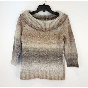 AGB Ombre Knitted Sweater Size Small Neutral 3/4 sleeve